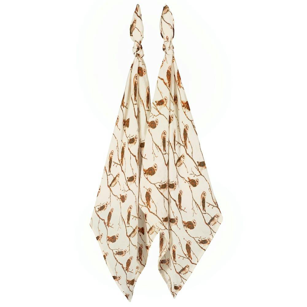 Owl Bamboo Muslin Two-Piece Burp Cloth Set