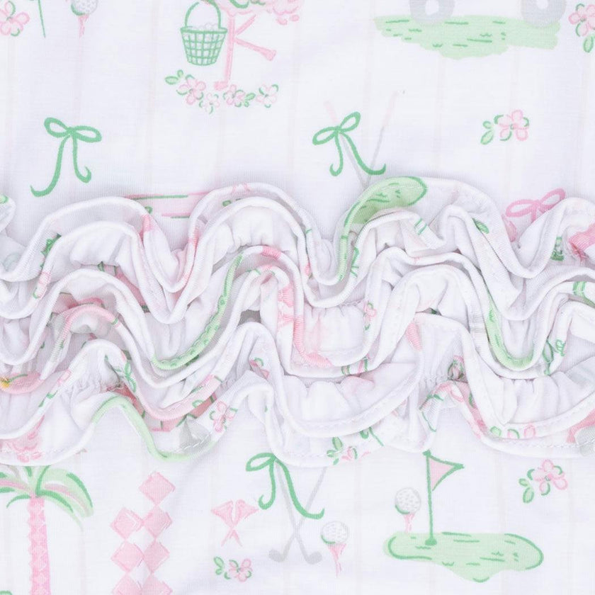 Pretty Golf - 2 Way Ruffle Back Zipper Footie & Bandana Bib Set