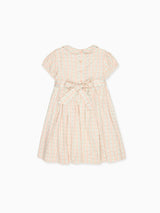 Pink Floral Stripe Arcadia Girl Hand-Smocked Dress