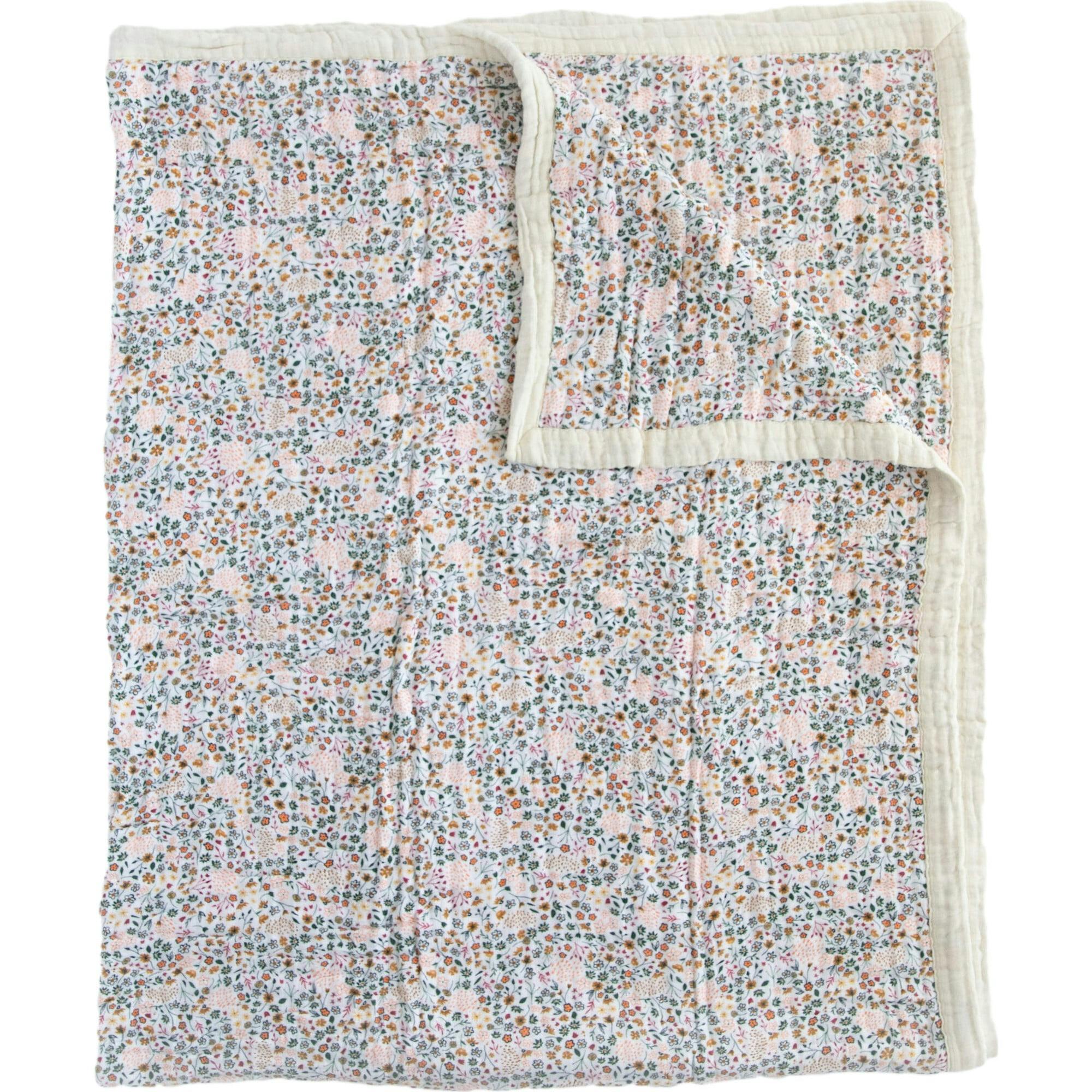 Cotton Muslin Quilted Throw - Pressed Petals