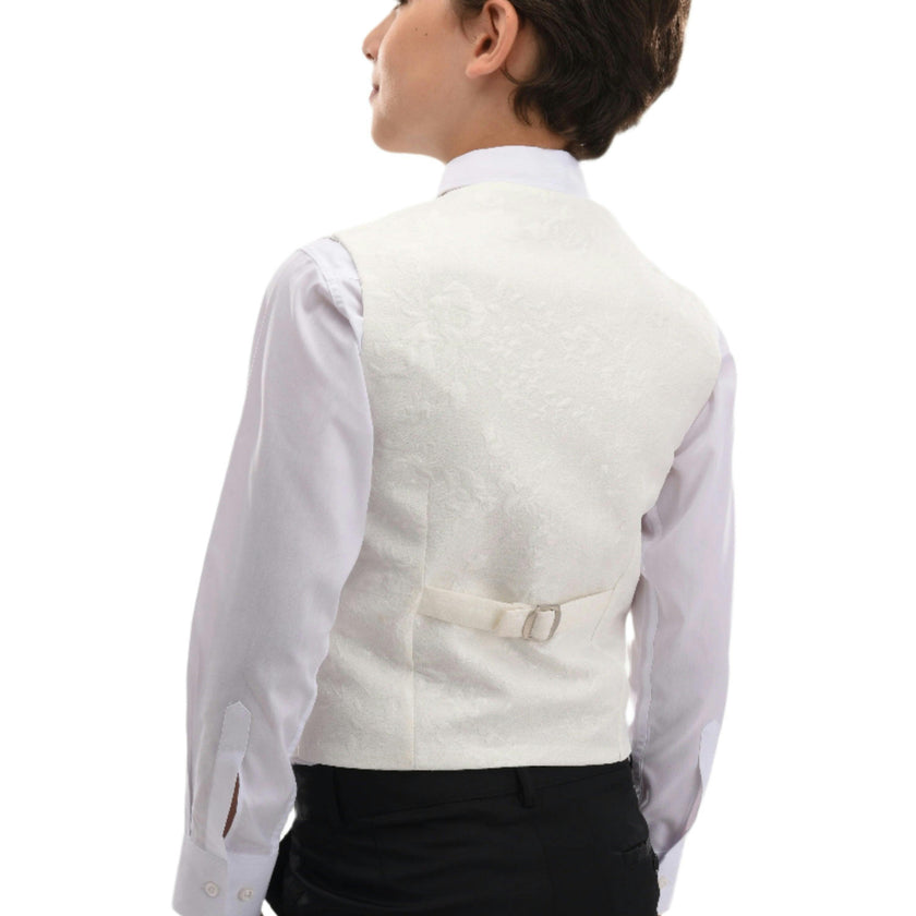 Cream Floral Print Vest & Bowtie