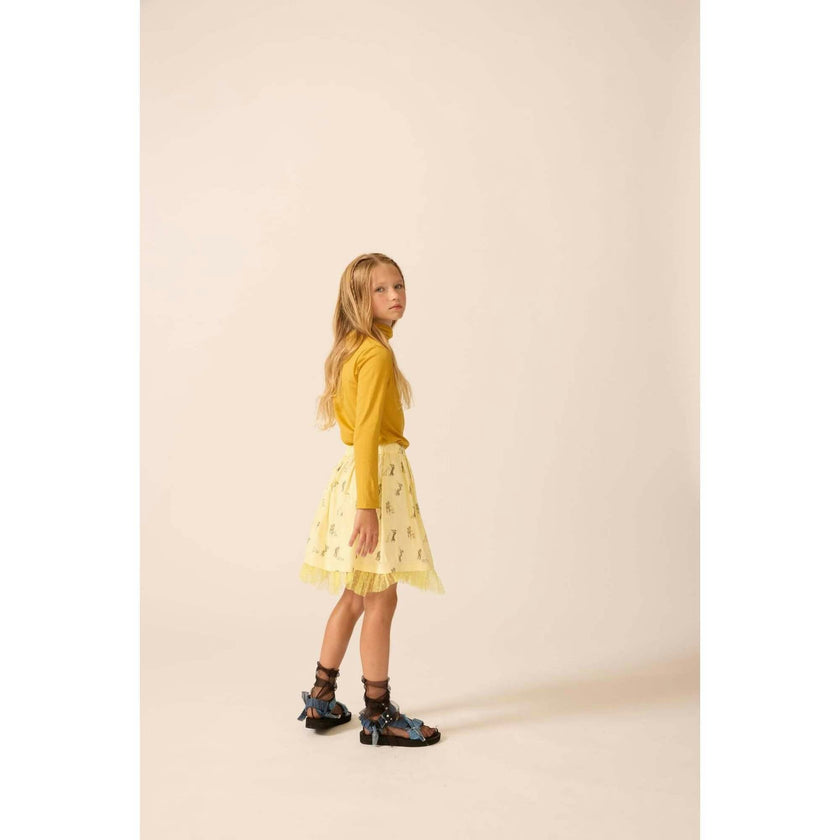 Tulle Layered Skirt in Pale Yellow Duet