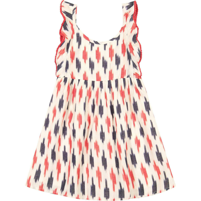 Daphne Ikat Flutter Sleeve Print Dress, Multi