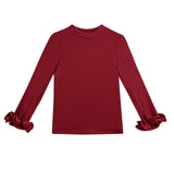 Red Top with Satin Ruffle Cuffs