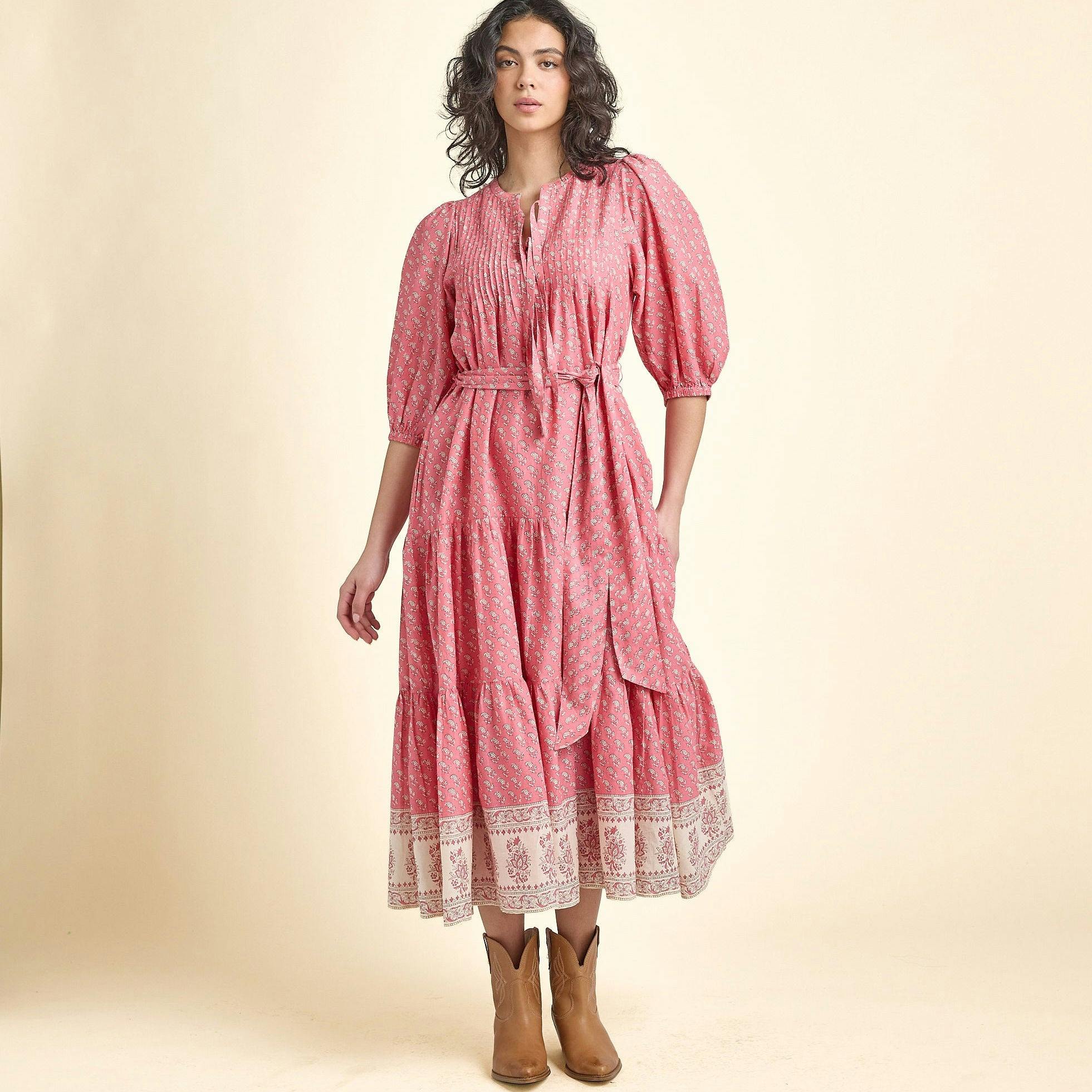 Womens Pintuck Indira Dress - Small Paisley