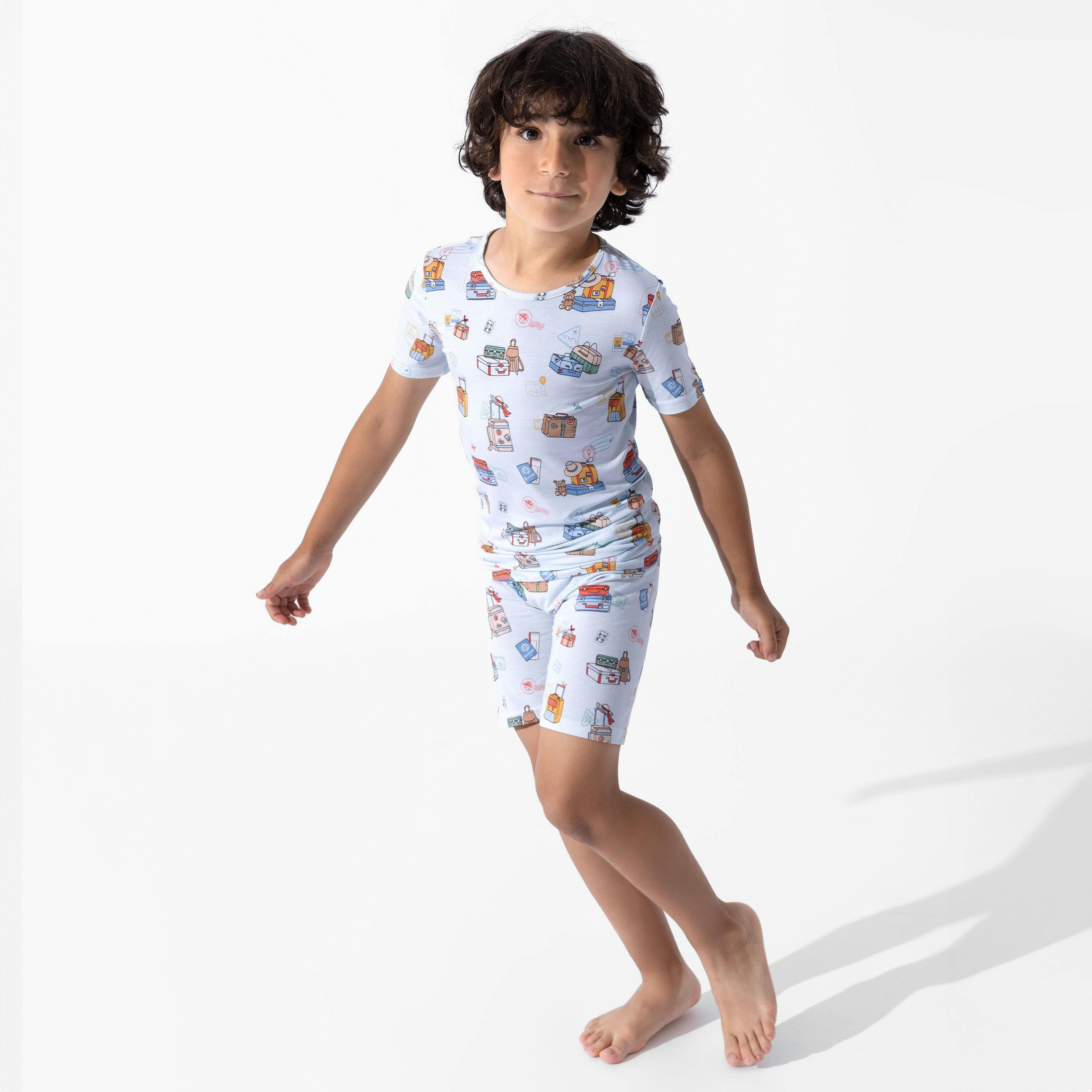 Vintage Suitcases Kids Pajama Short Set
