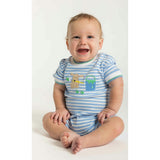 Stripe Knit Shortall With Painting Dog