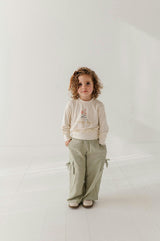 Girls Wide Leg Cargo Pant in Sage