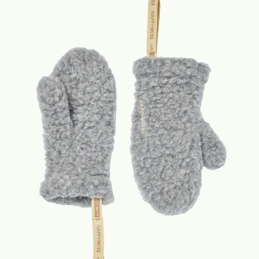 children's merino wool mittens - stone grey 6+
