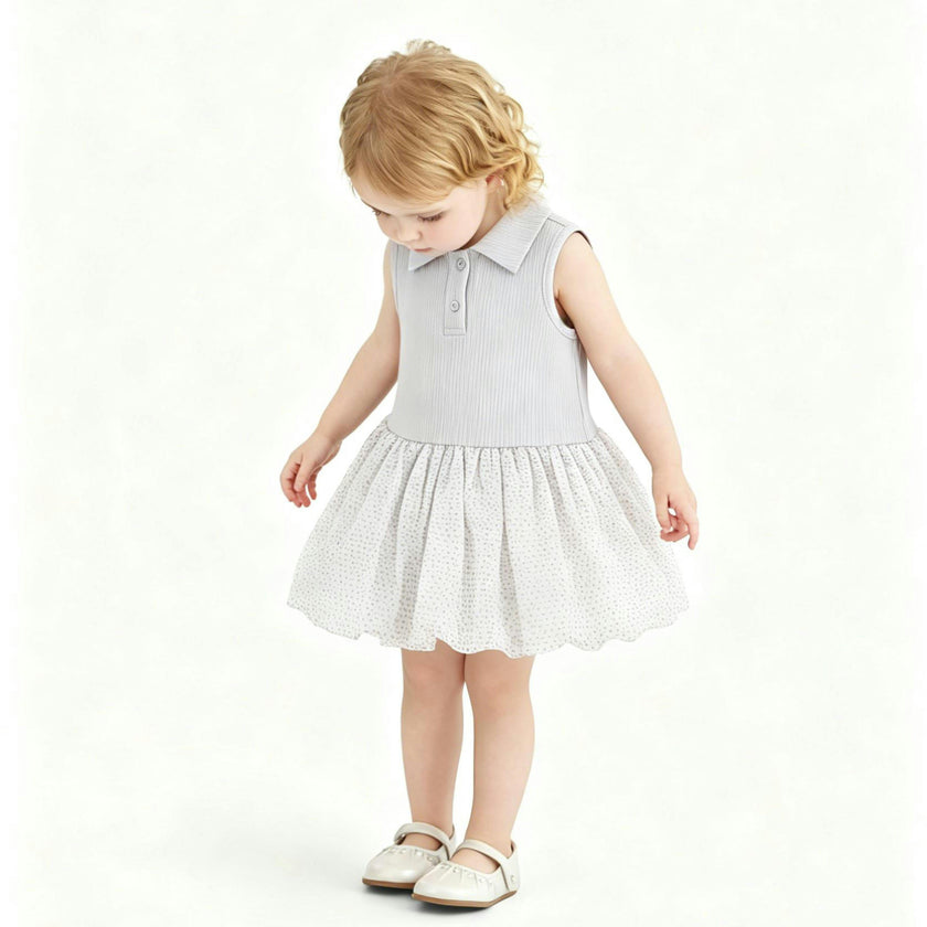 Blue Dotted Collar Dress
