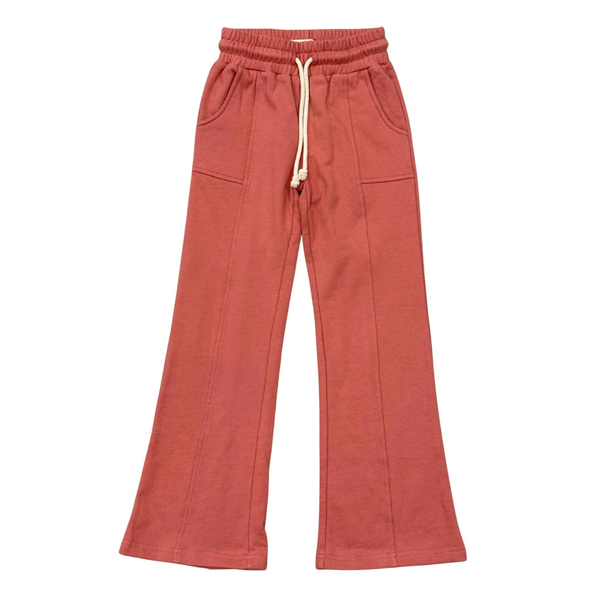 Girls Terry Wide Leg Pants in Old Rose