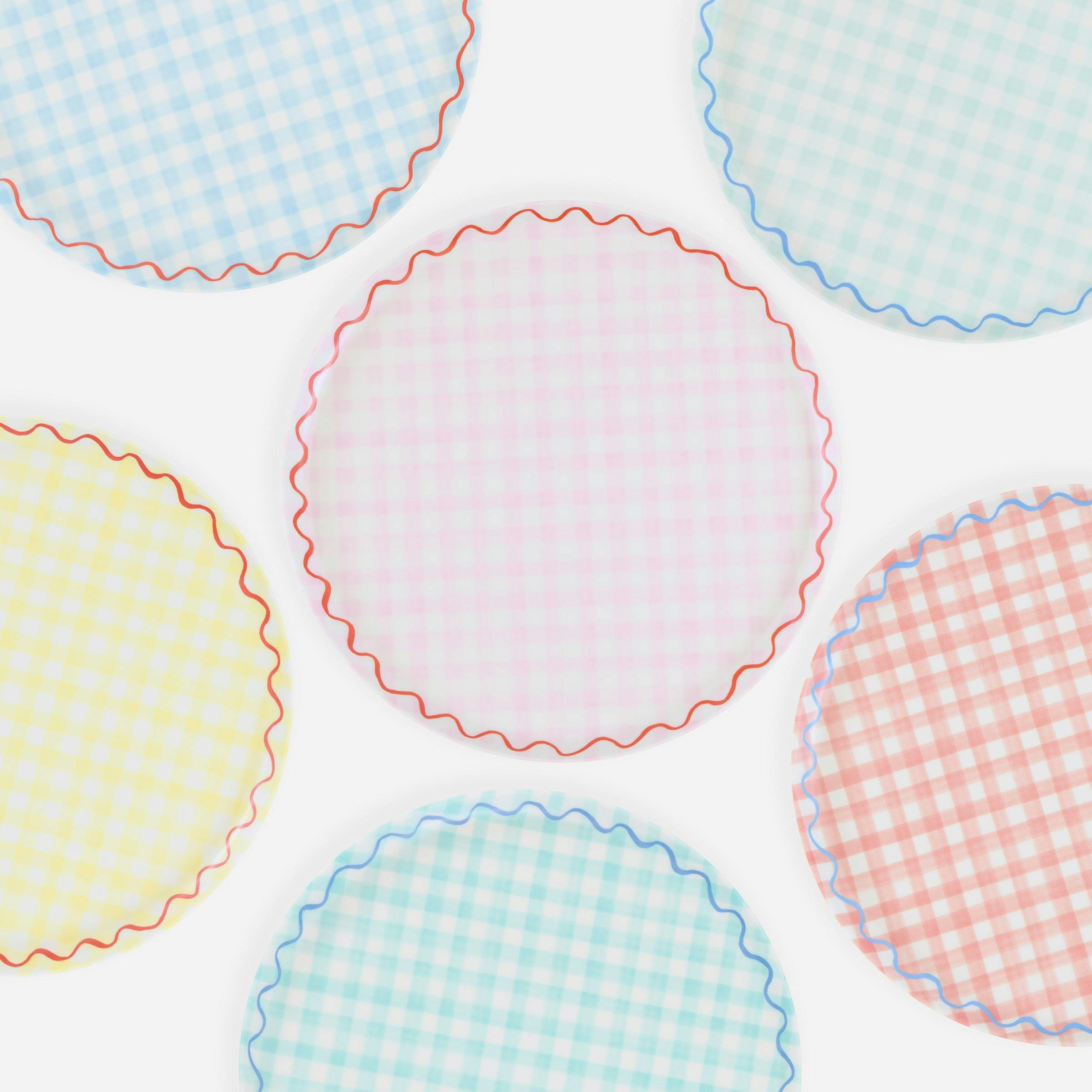 Gingham Reusable Large Plates