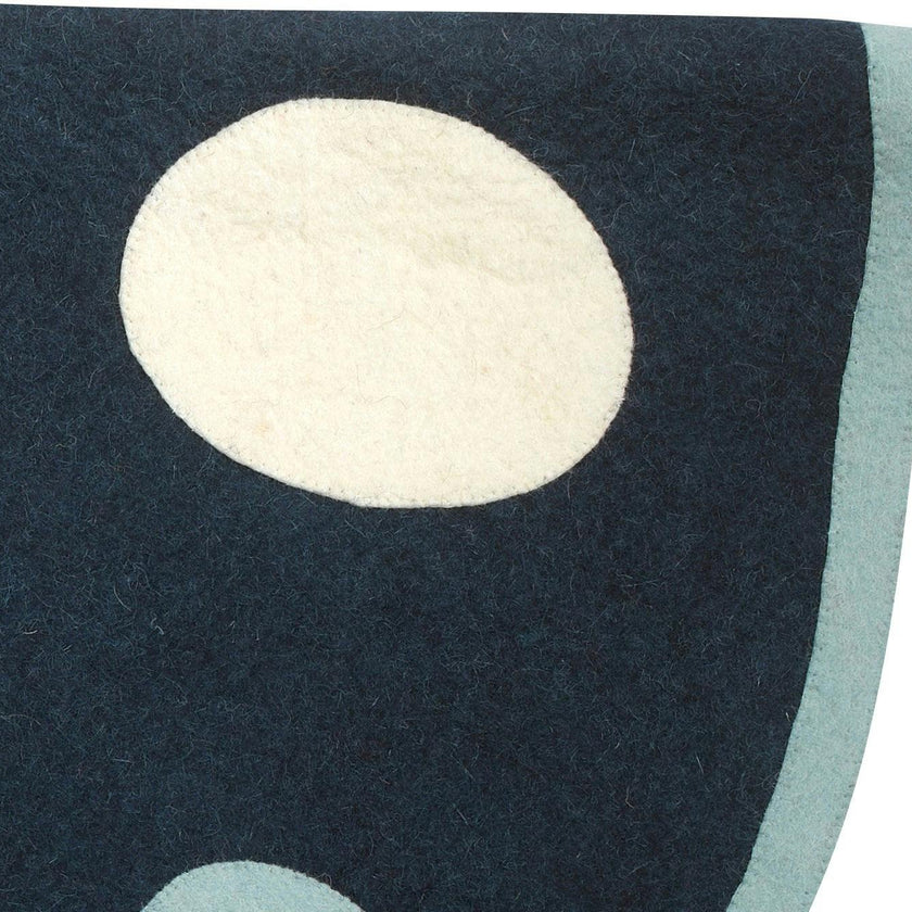Hand Felted Wool Blue Polka Dots Christmas Tree Skirt 60" Arcadia Home