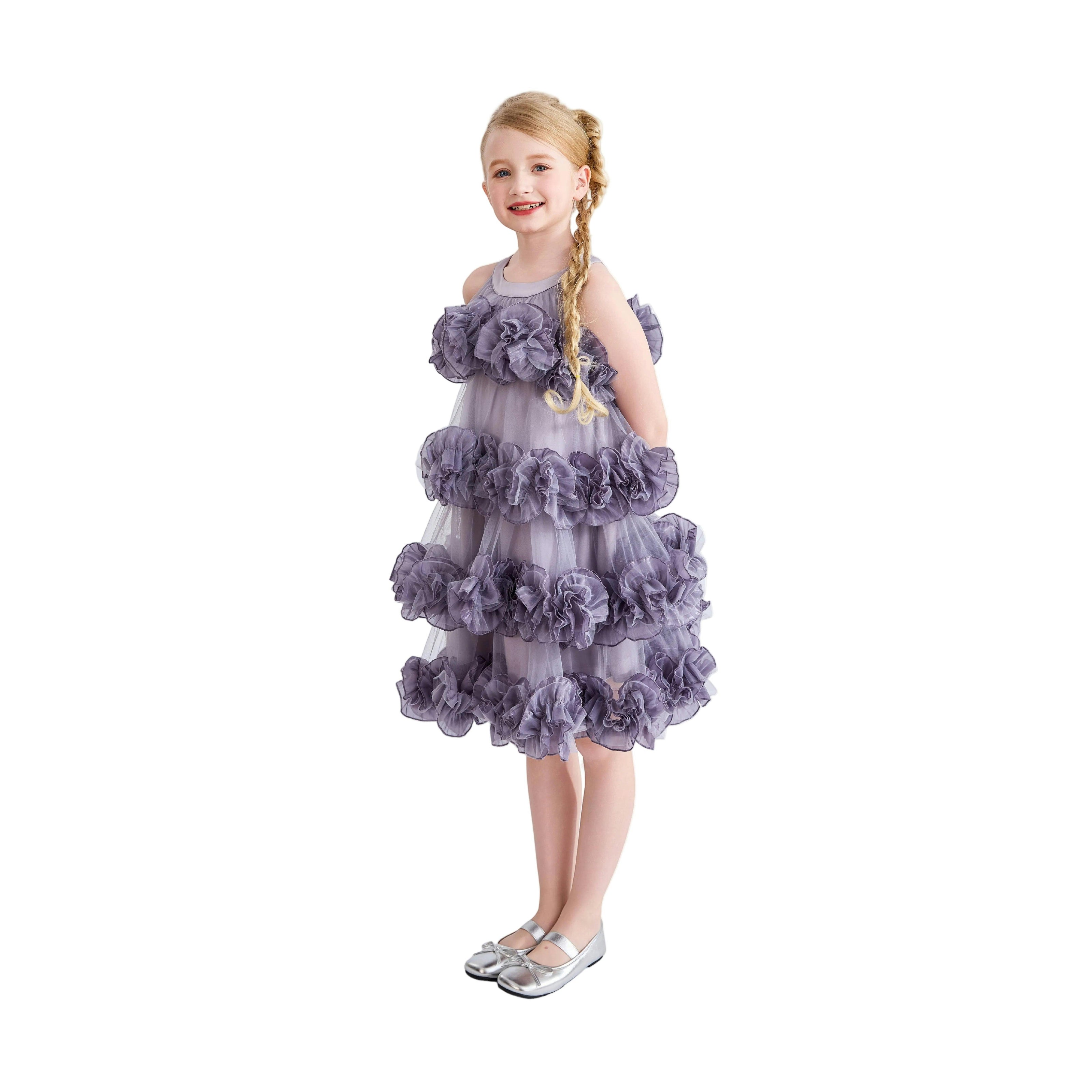 Purple Elysia Tiered Ruffle Dress