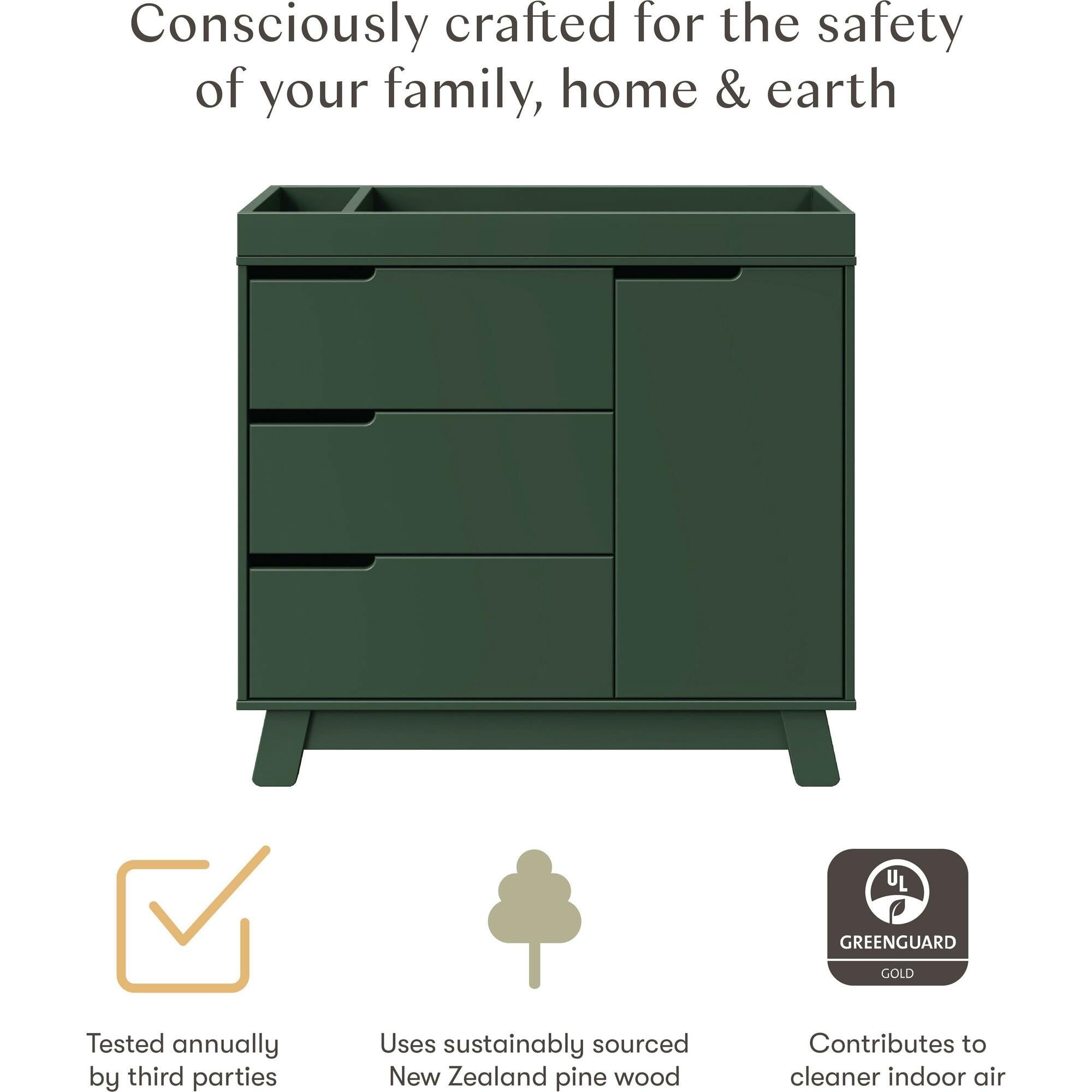 Hudson 3-Drawer Changer Dresser With Removable Changing Tray In