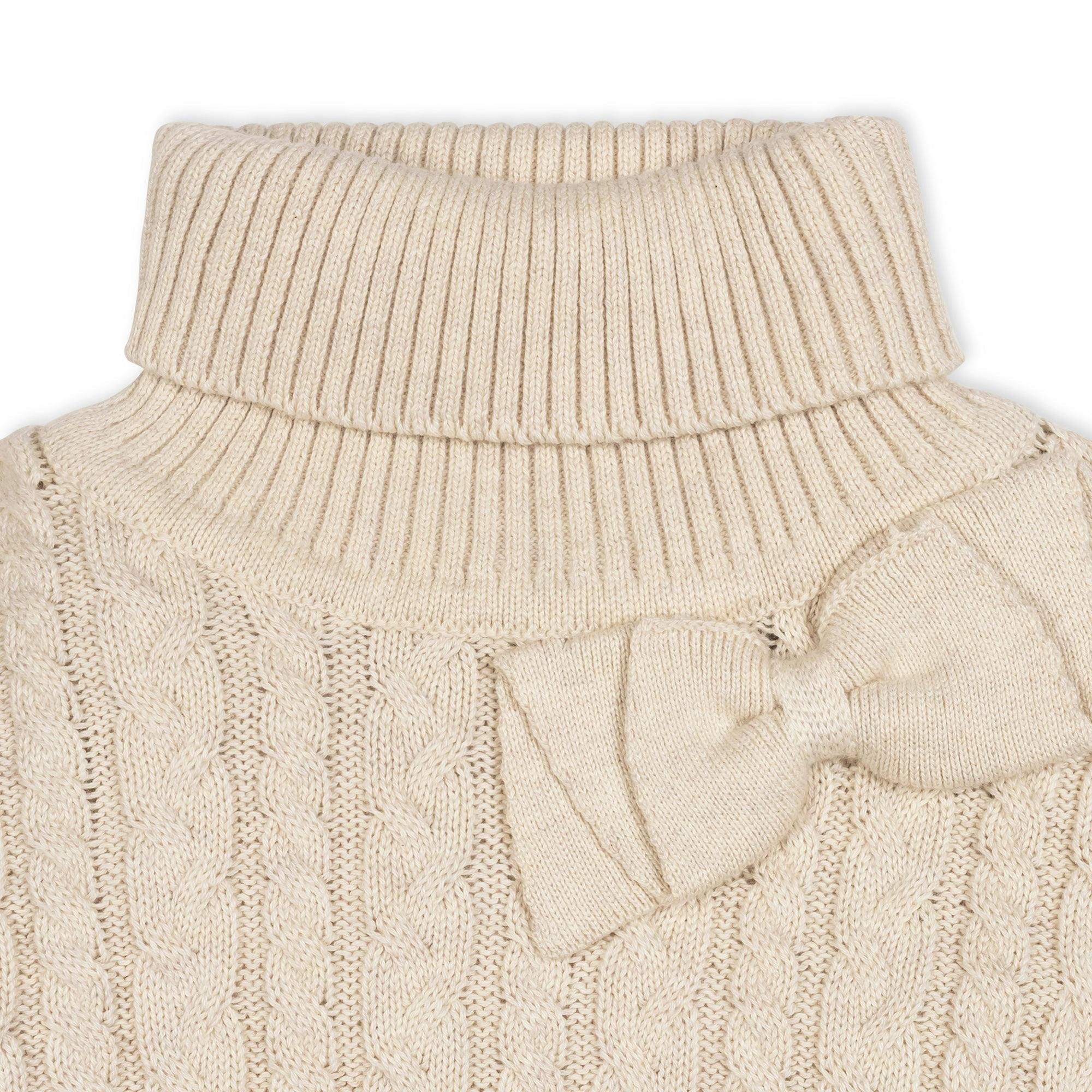 Organic Turtleneck Sweater Cape with Bow