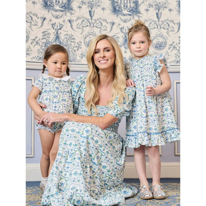 Nicky Hilton x La Coqueta Blue Bow Floral London Women Long Dress