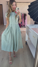Amber Dress in Sage Gingham