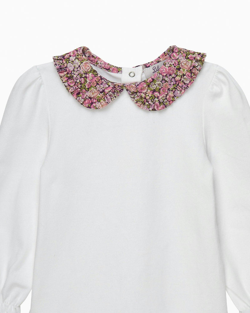 Baby Short-Sleeved Chive Pie Crust Collar Bodysuit