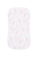 Pink Giraffe Print Burp Cloth