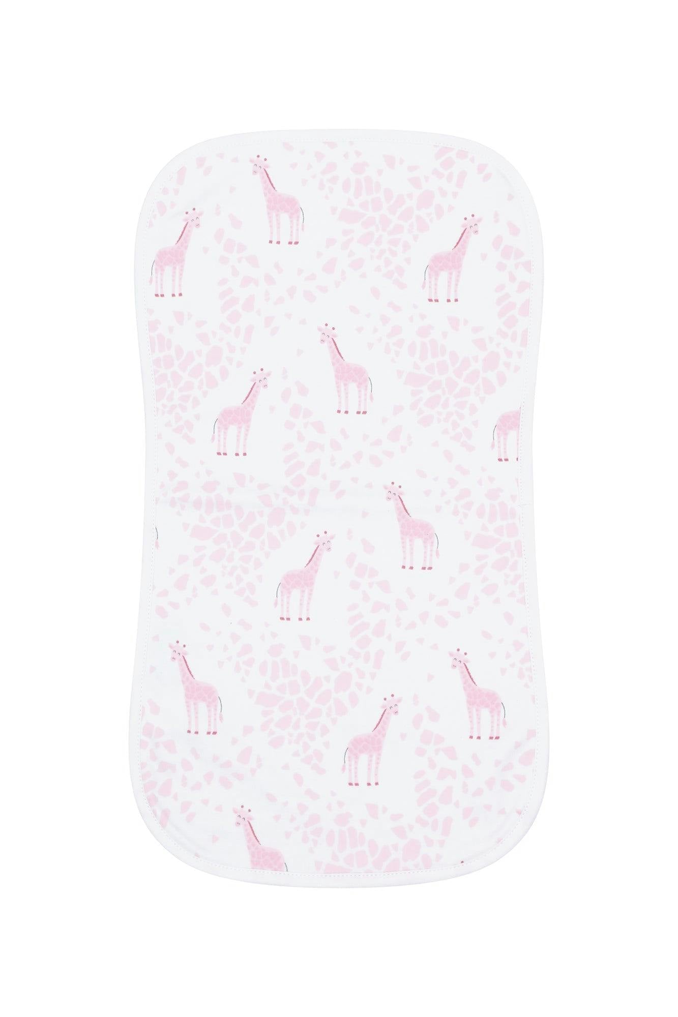 Pink Giraffe Print Burp Cloth