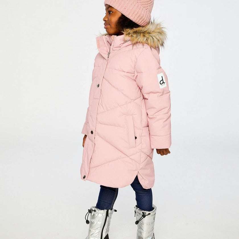 Long Winter Puffer Coat Pale Dusty Pink