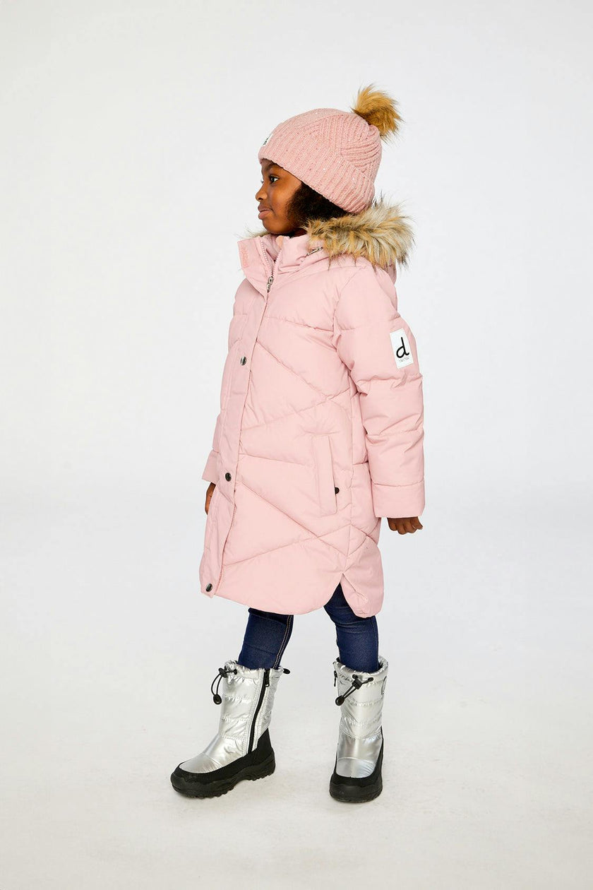 Long Winter Puffer Coat Pale Dusty Pink