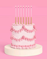 Pink + Gold Glitter Candles - 10 birthday candles