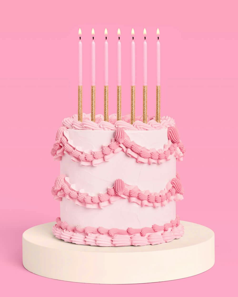 Pink + Gold Glitter Candles - 10 birthday candles