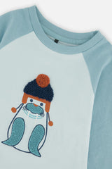 Long Sleeve Raglan Organic Cotton T-Shirt Very Pale Turquoise
