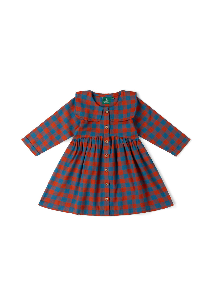 Burnt Ochre Check Sailor Dress, Multi