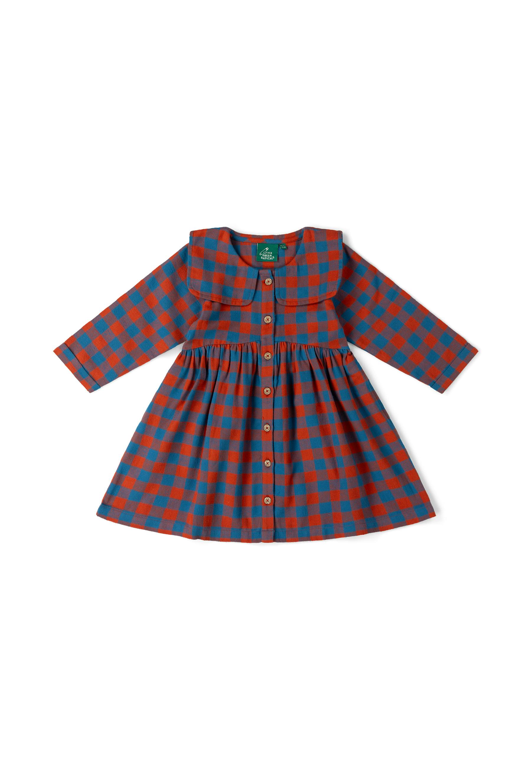 Burnt Ochre Check Sailor Dress, Multi