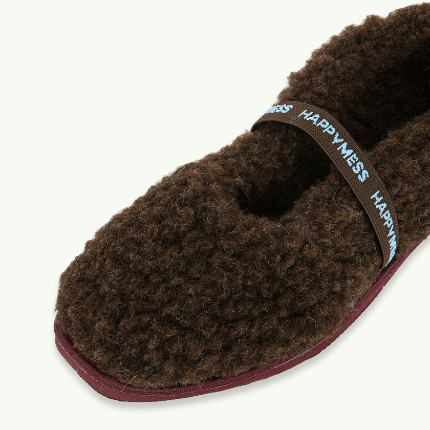 women's merino wool slippers - chocolate brown