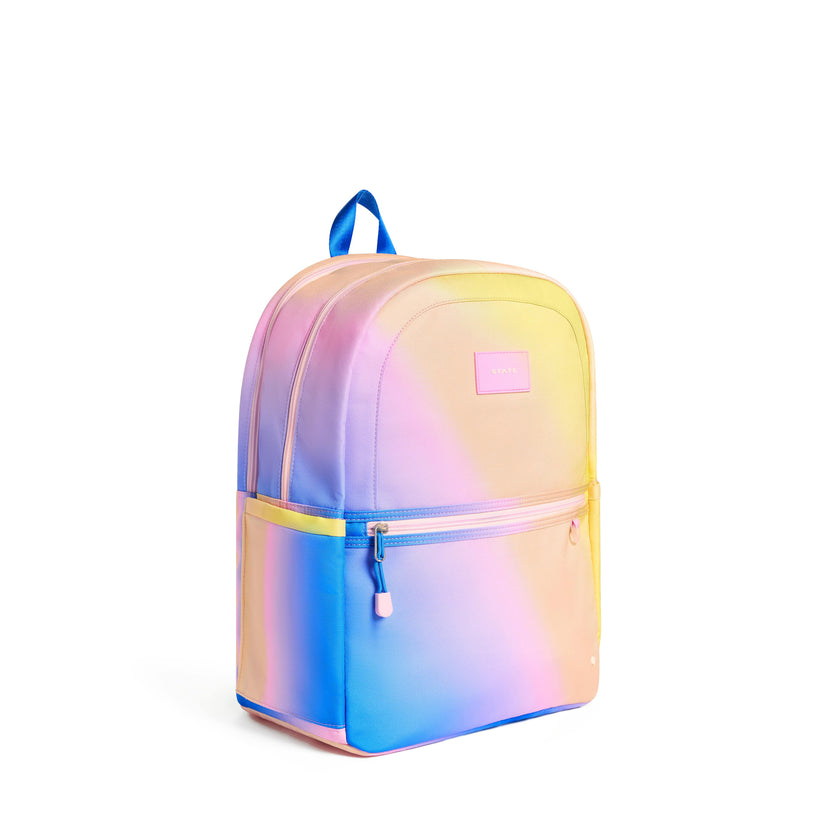 Kane Double Pocket Large Backpack, Blue/Pink/Yellow Gradient