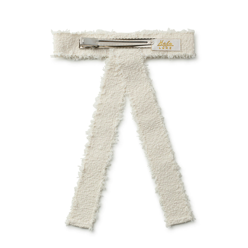 Halo Luxe Amara Deconstructed Woolen Long Tail Clip - White