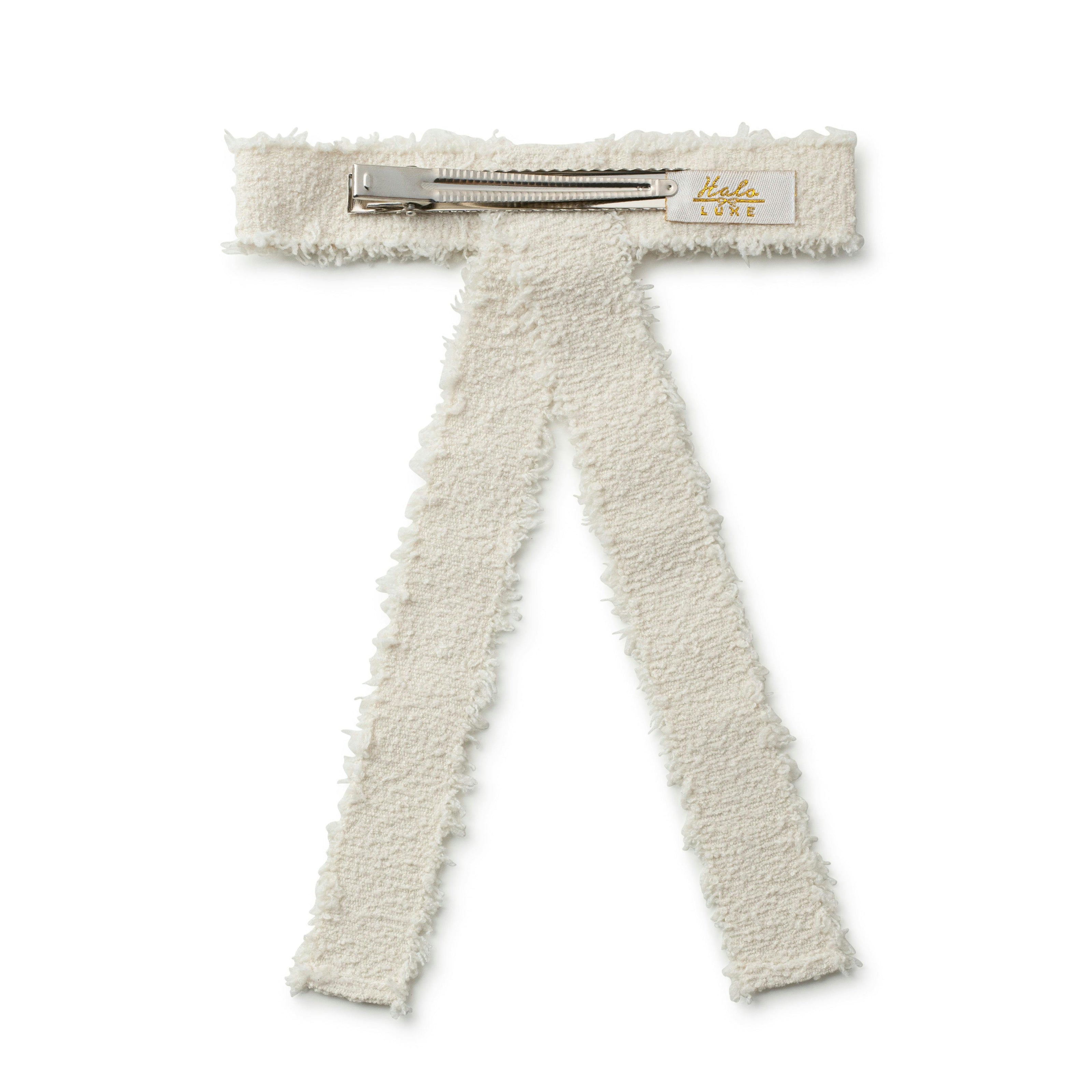 Halo Luxe Amara Deconstructed Woolen Long Tail Clip - White