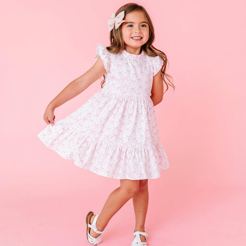 Blush Bows Ruffle Dress