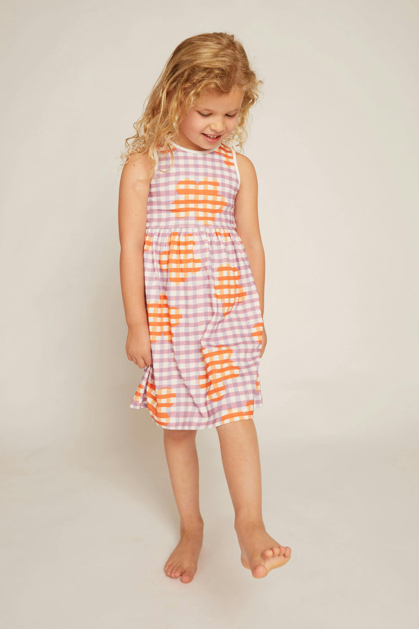 Flower Gingham Tank Dress