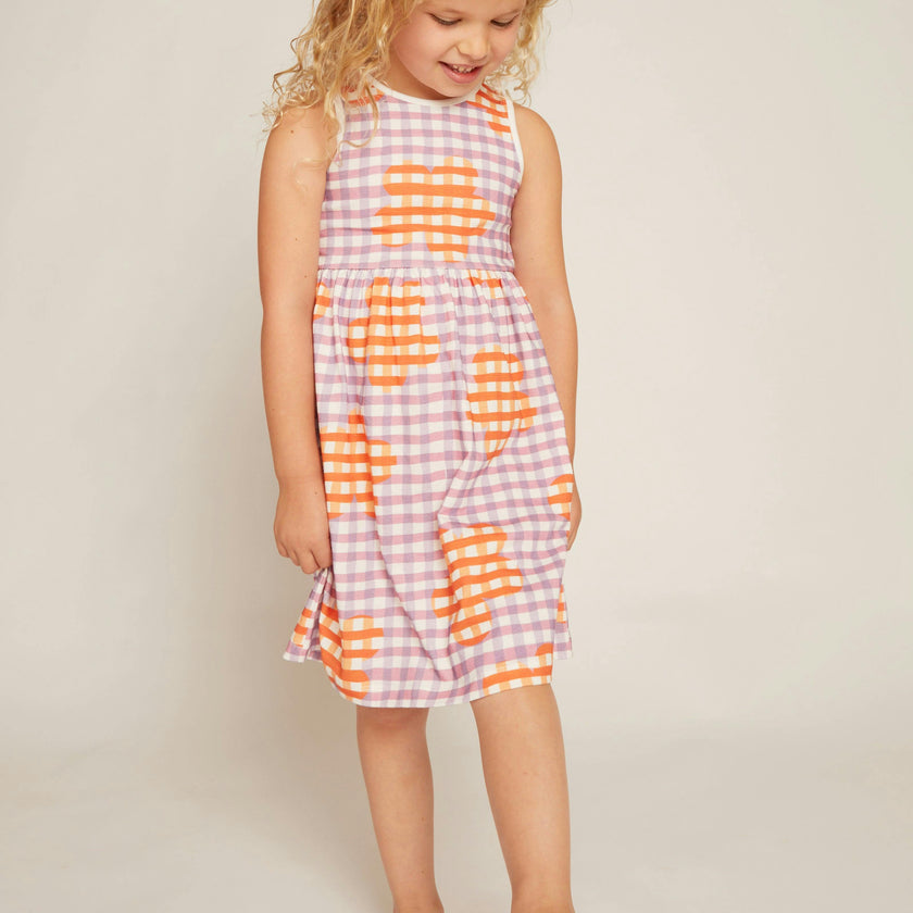 Flower Gingham Tank Dress