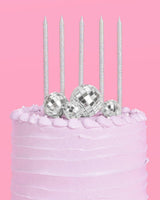 Disco + Iridescent Candle Cake Topper - candles + disco ball cake toppers