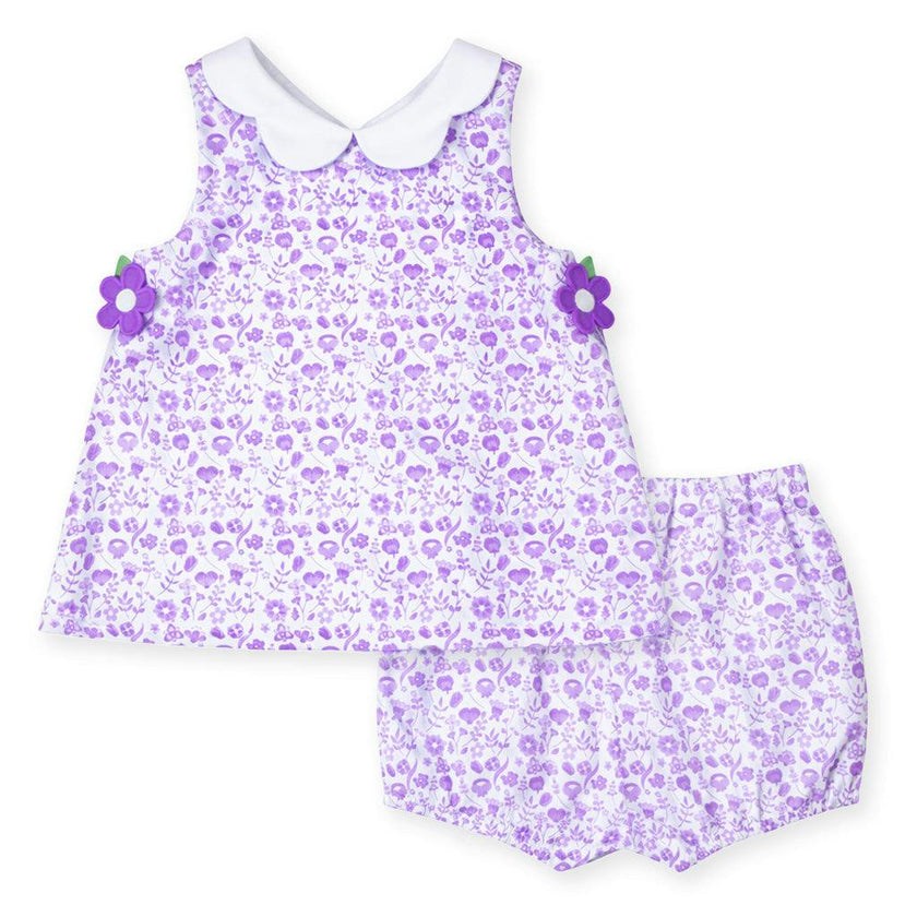 Printed Pique Dress & Bloomer with Flowers