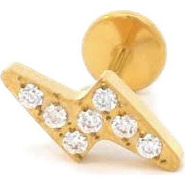 Lightning Bolt Crystal Titanium Flat Back Stud Earring