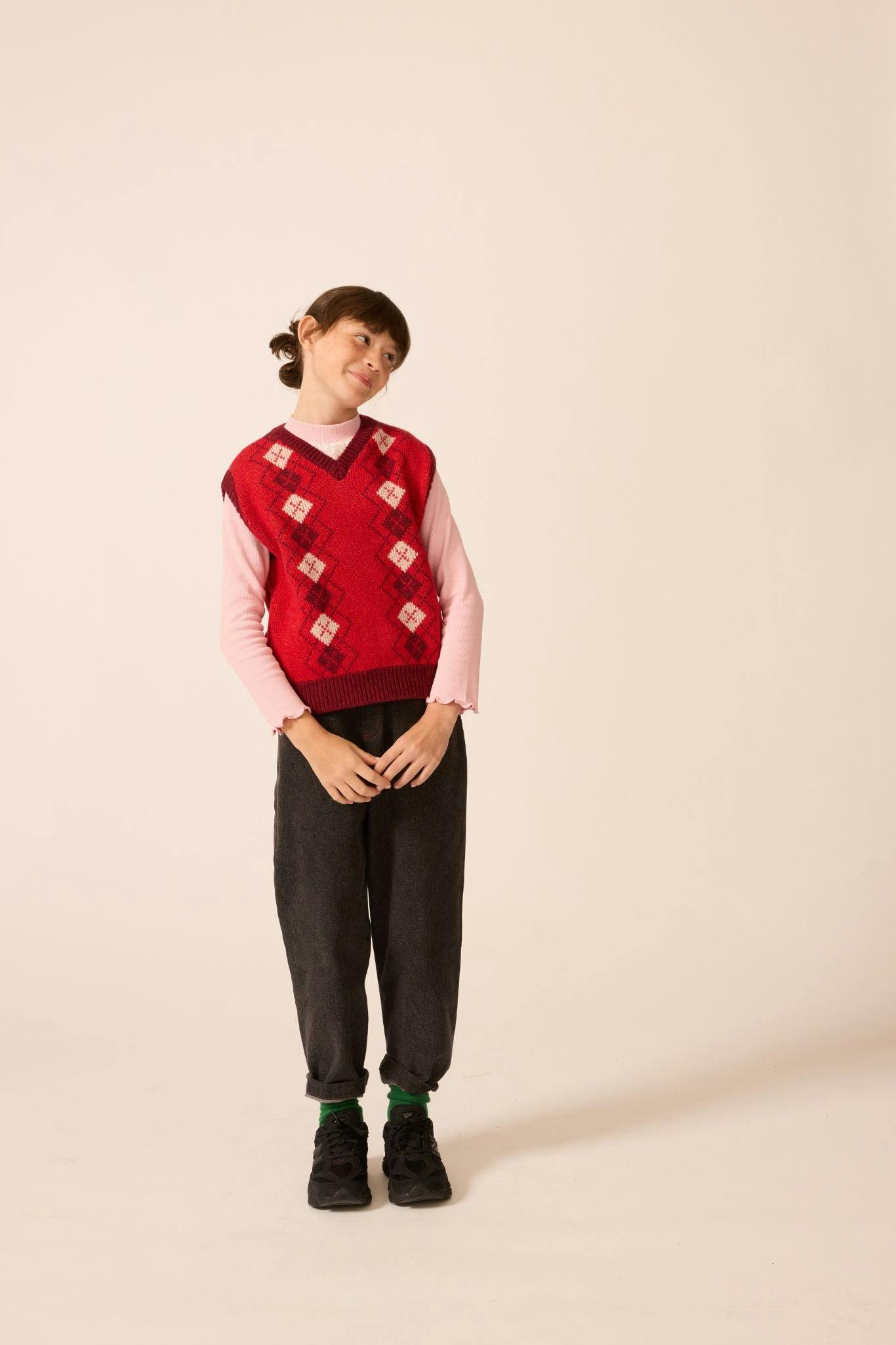 Wool Yearbook Vest in Argyle
