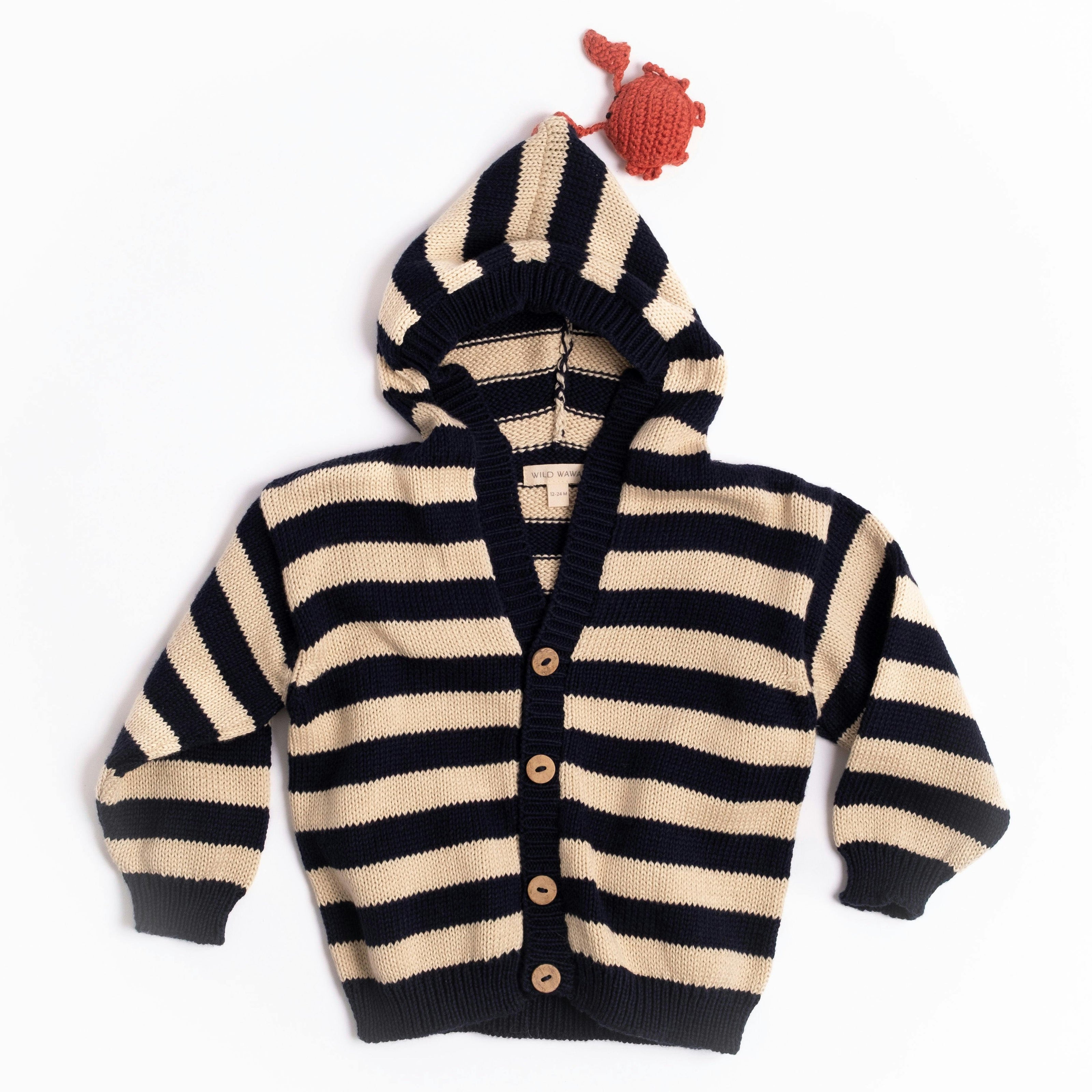 Little Mariner Hoodie in Navy Stripe