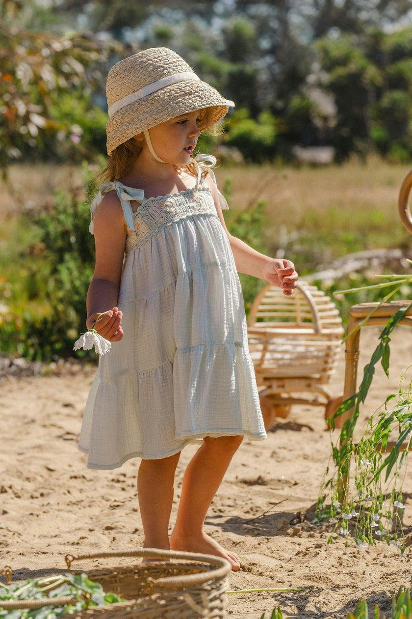 Crochet Dress in Blue Bouquet