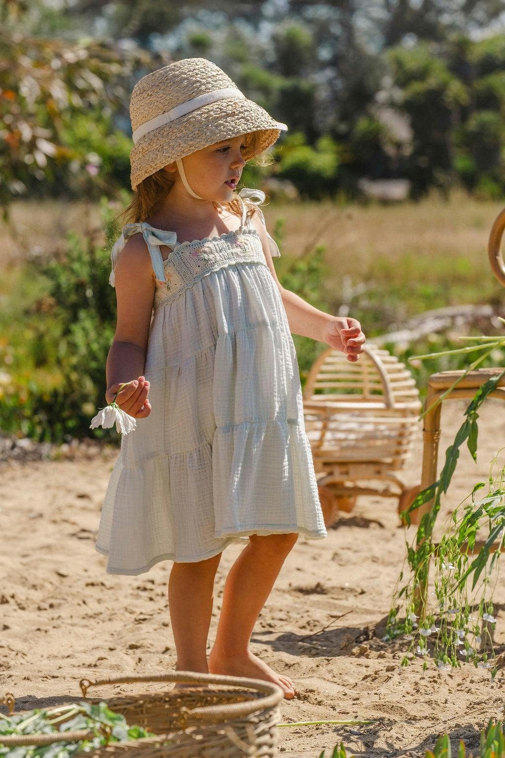 Crochet Dress in Blue Bouquet