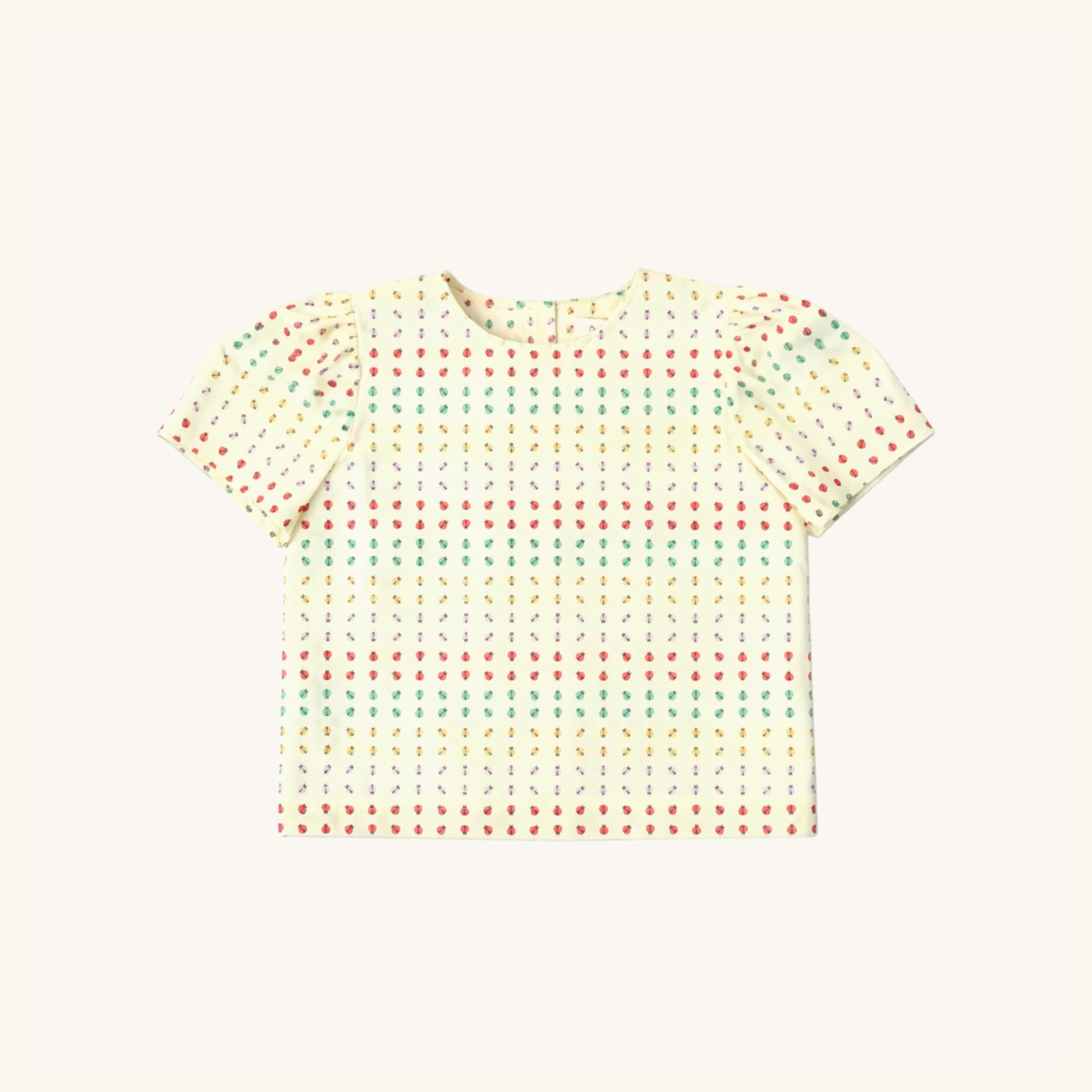 Puff Sleeve Blouse in Ladybug