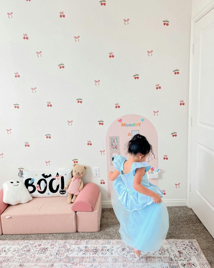 Peel & Stick Fabric Wall Stickers - Cherries & Bows