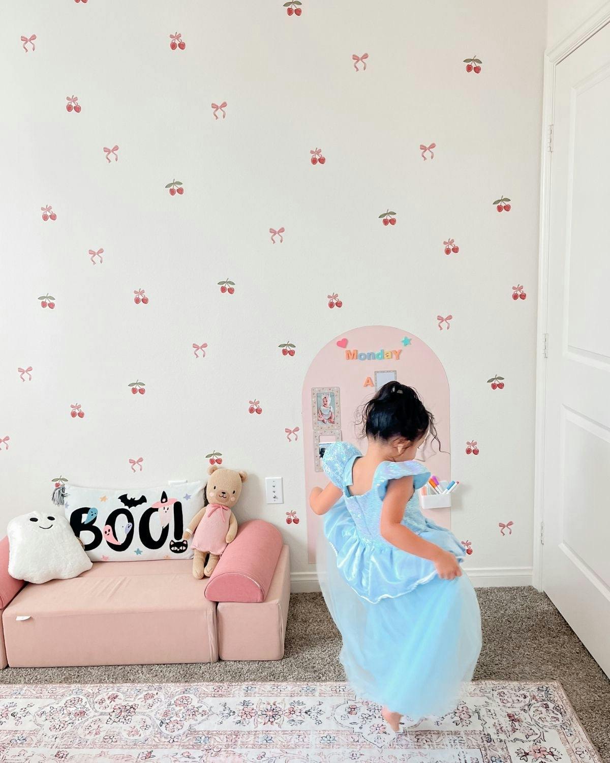 Peel & Stick Fabric Wall Stickers - Cherries & Bows