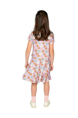 Short Sleeve Jersey Dress Purple Poodle Print